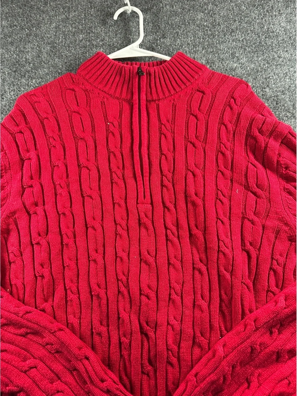 Izod Cable Knit Sweater Red XXL Cotton Pullover Crewneck